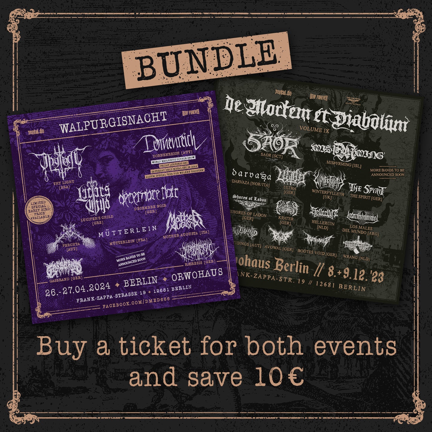 Ticket-Bundle: De Mortem Et Diabolum IX + Walpurgisnacht 2024 E-Tickets